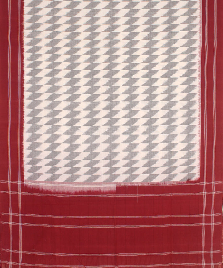 Grey maroon handwoven cotton pochampally ikat dupatta