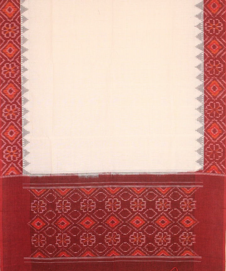 Maroon off white handwoven cotton pochampally ikat dupatta
