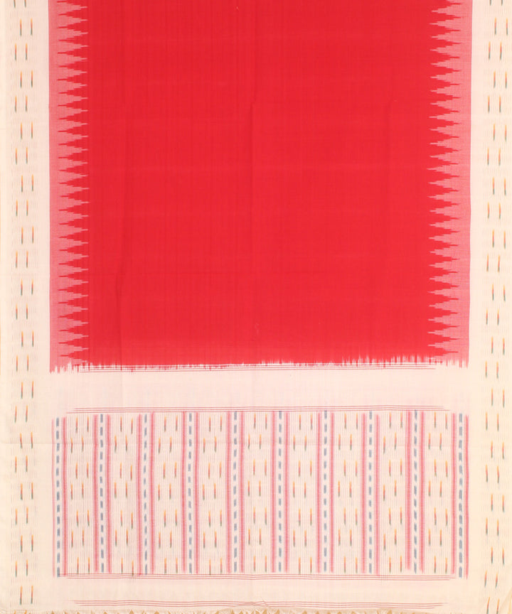 Red white handwoven cotton pochampally ikat dupatta