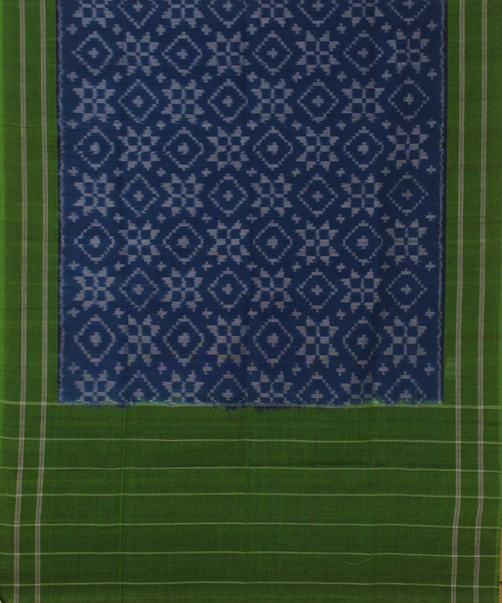 Navy blue green handwoven cotton pochampally ikat dupatta