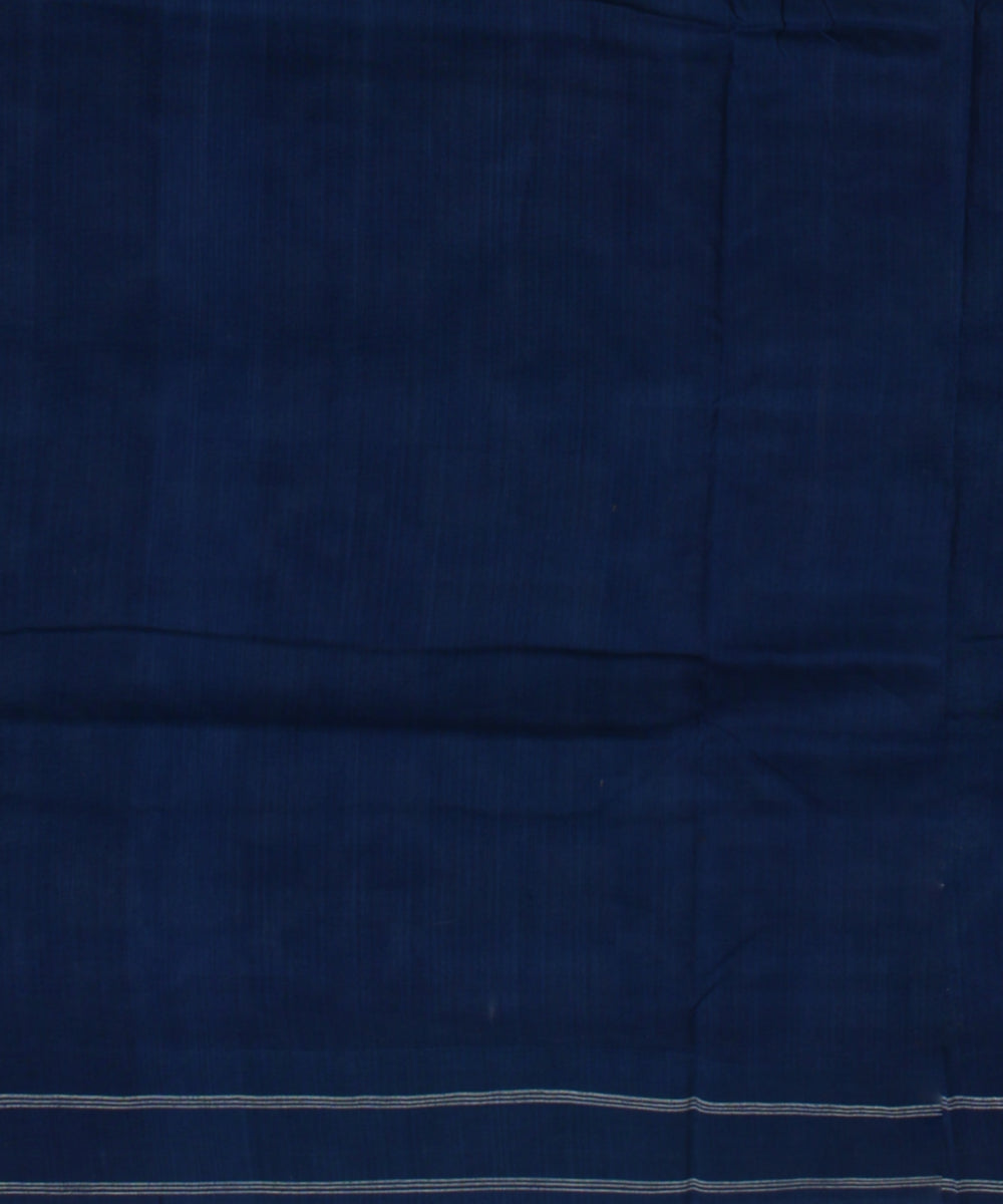 Navy blue white teliarumal cotton handloom pochampally ikat saree
