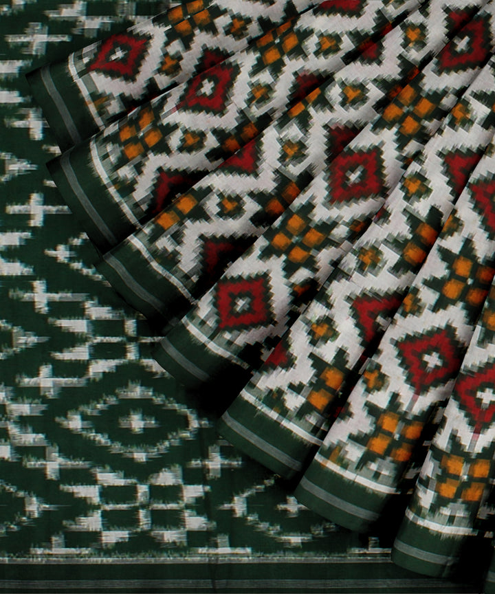 Offwhite multicolour teliarumal cotton handloom pochampally ikat saree