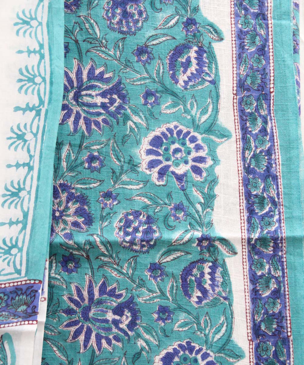 2pcs teal floral jaal cotton dress material