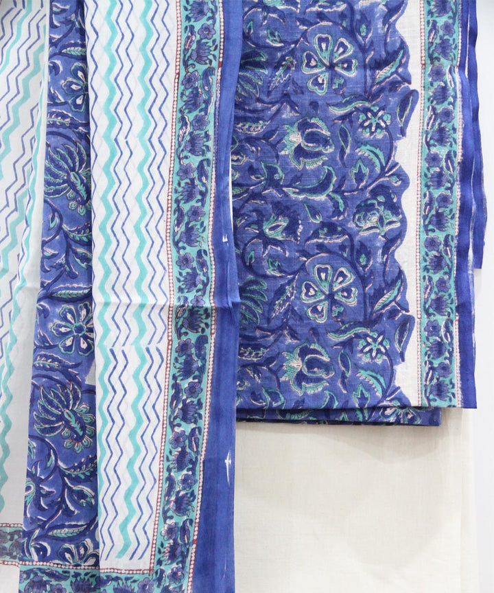 2pcs violet blue floral jaal cotton dress material