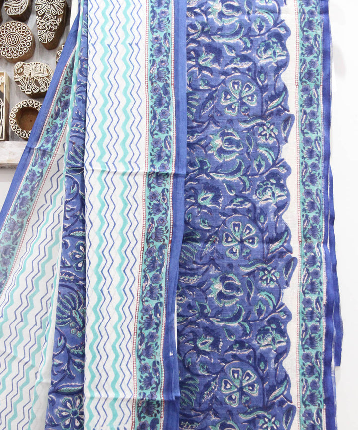 2pcs violet blue floral jaal cotton dress material
