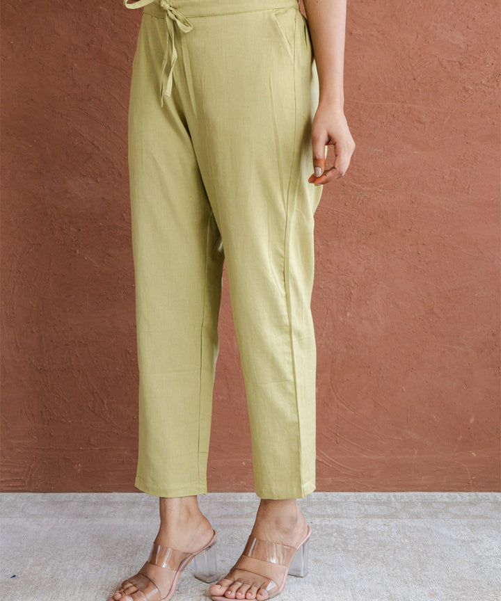 Olive green cotton straight pant