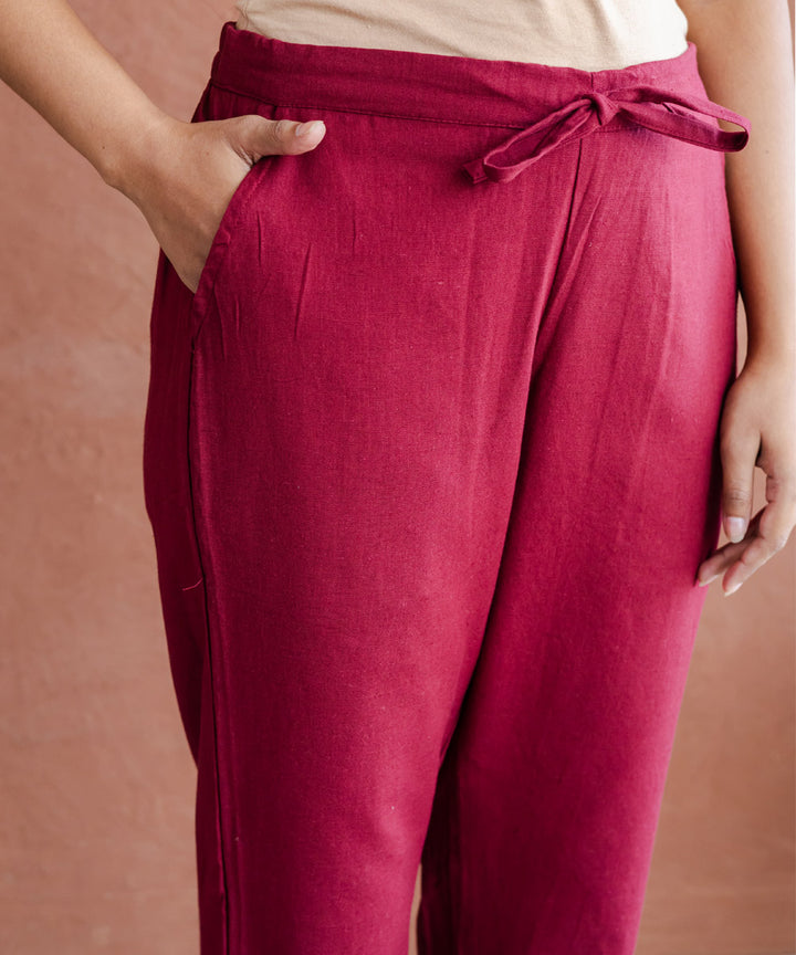 Red cotton straight pants