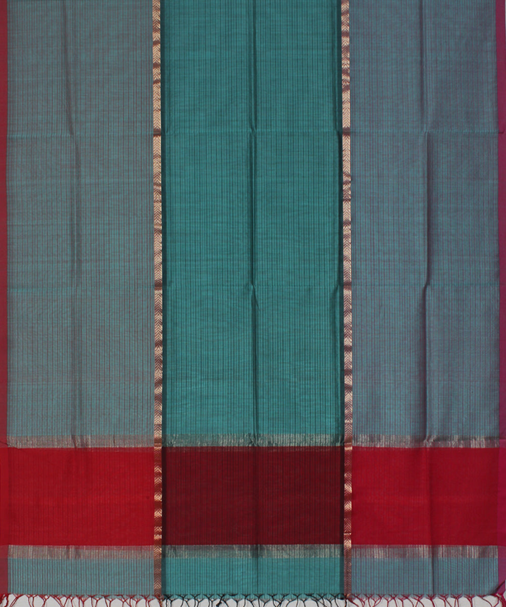 Red teal cotton silk handwoven maheshwari dupatta