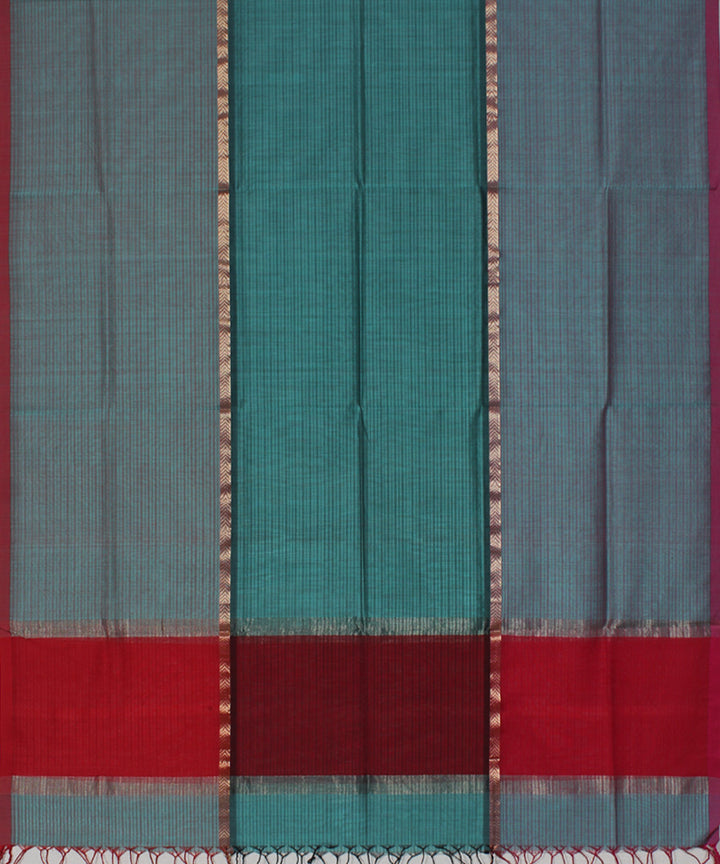 Red teal cotton silk handwoven maheshwari dupatta