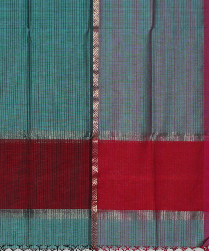 Red teal cotton silk handwoven maheshwari dupatta