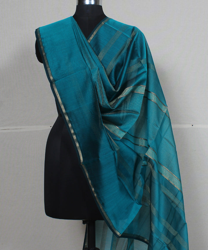 Dark green cotton silk handwoven maheshwari dupatta