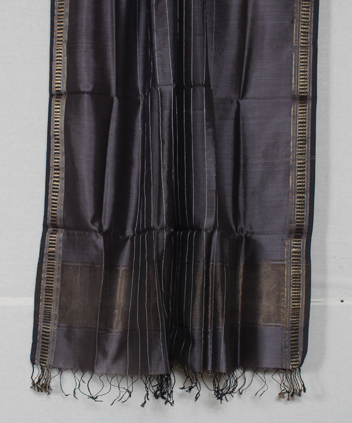 Grey cotton silk handwoven maheshwari dupatta