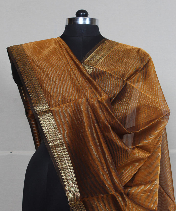 Brown cotton silk handwoven maheshwari dupatta