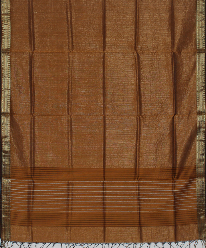 Brown cotton silk handwoven maheshwari dupatta