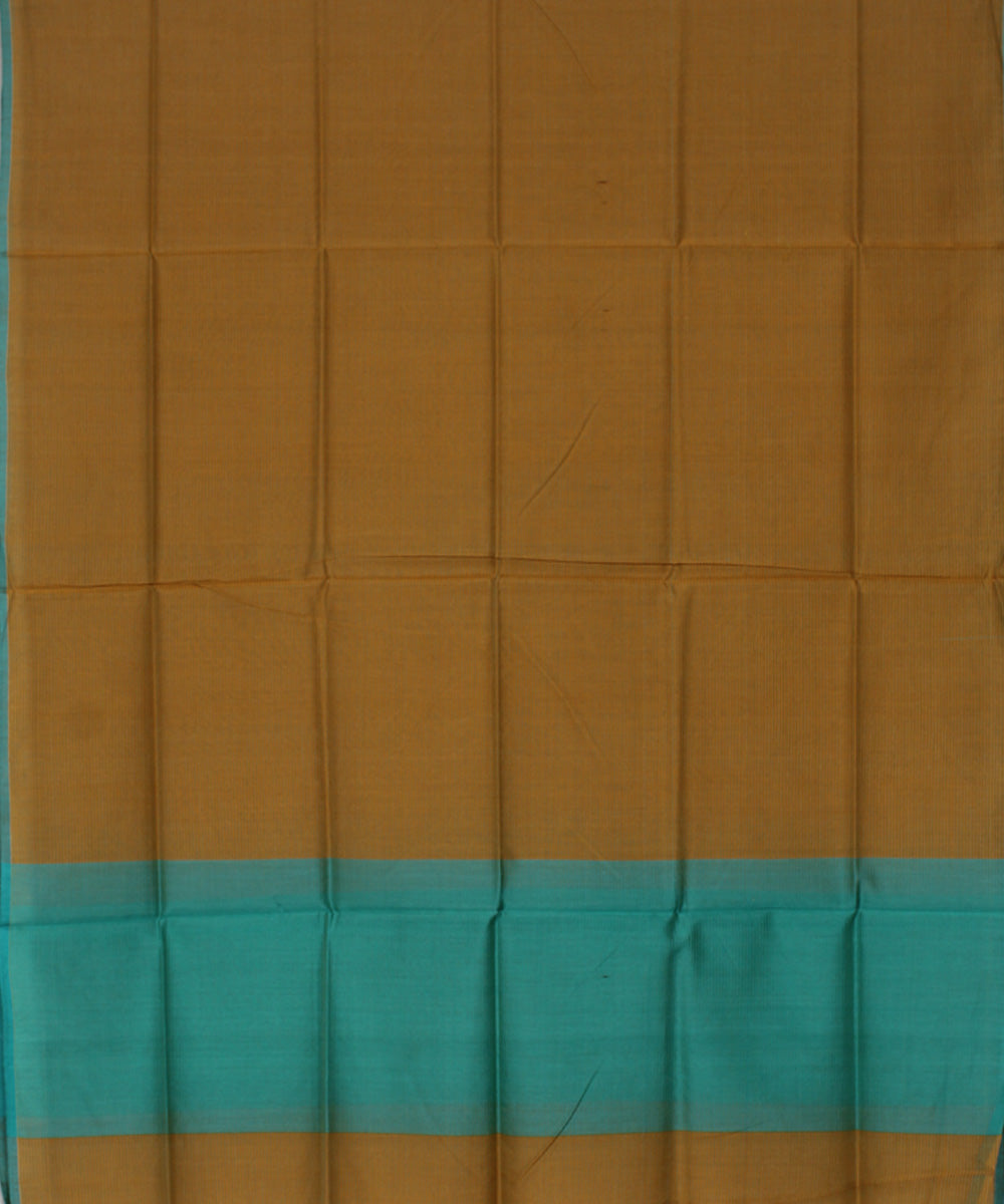 Mustard blue cotton silk handwoven maheshwari dupatta