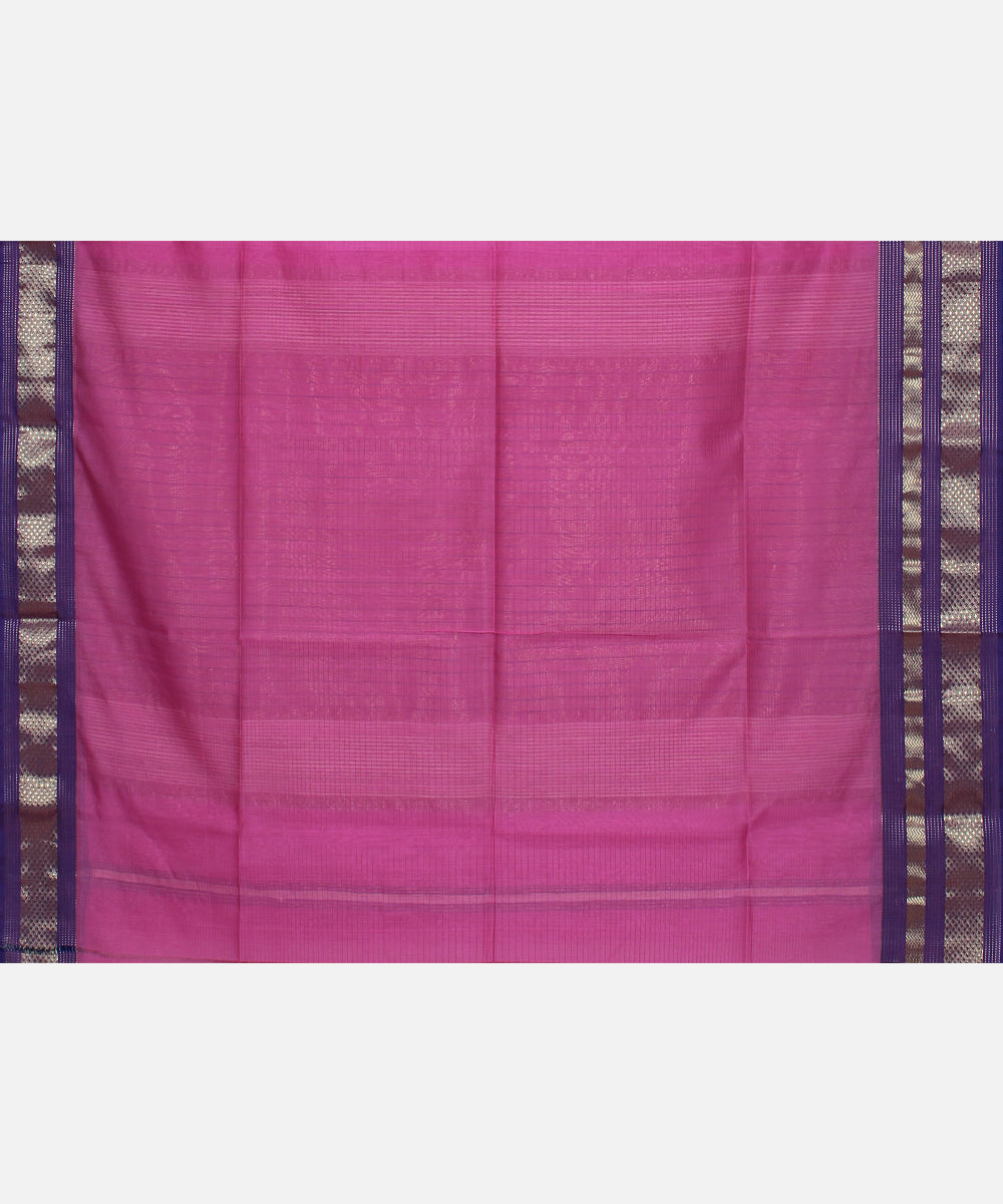 Pink purple cotton silk handwoven maheshwari saree