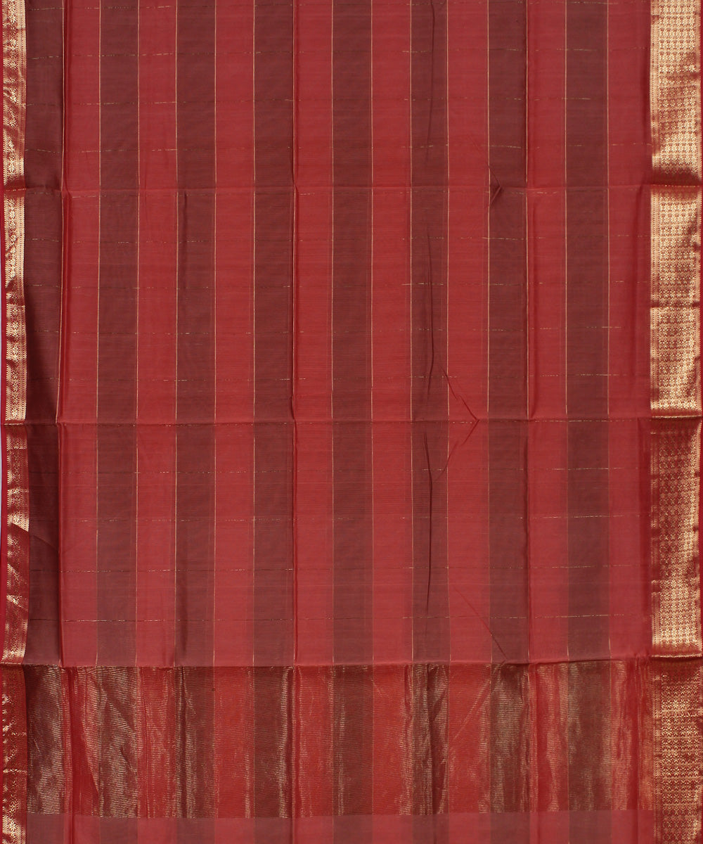 Red gold zari handwoven maheshwari cotton silk dress material