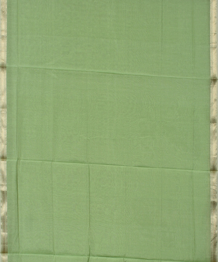 Light green striped handwoven cotton silk maheshwari dress material