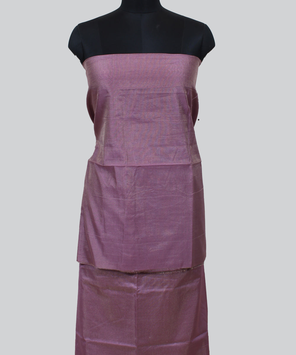 Purple striped handwoven cotton silk maheshwari dress material