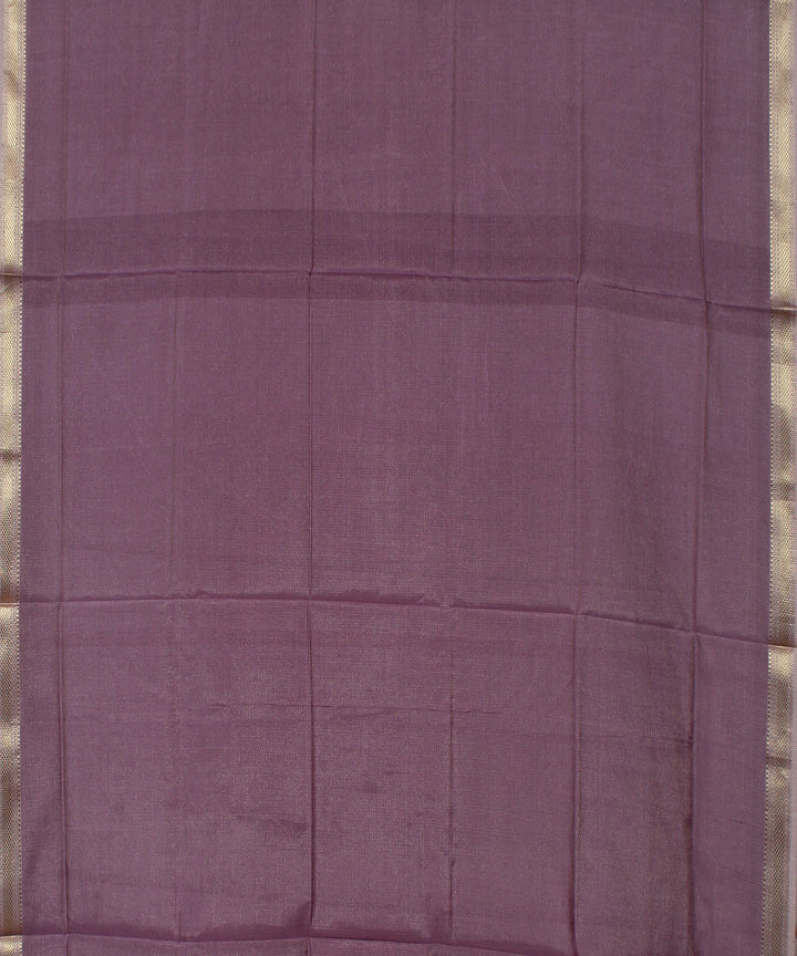 Purple striped handwoven cotton silk maheshwari dress material