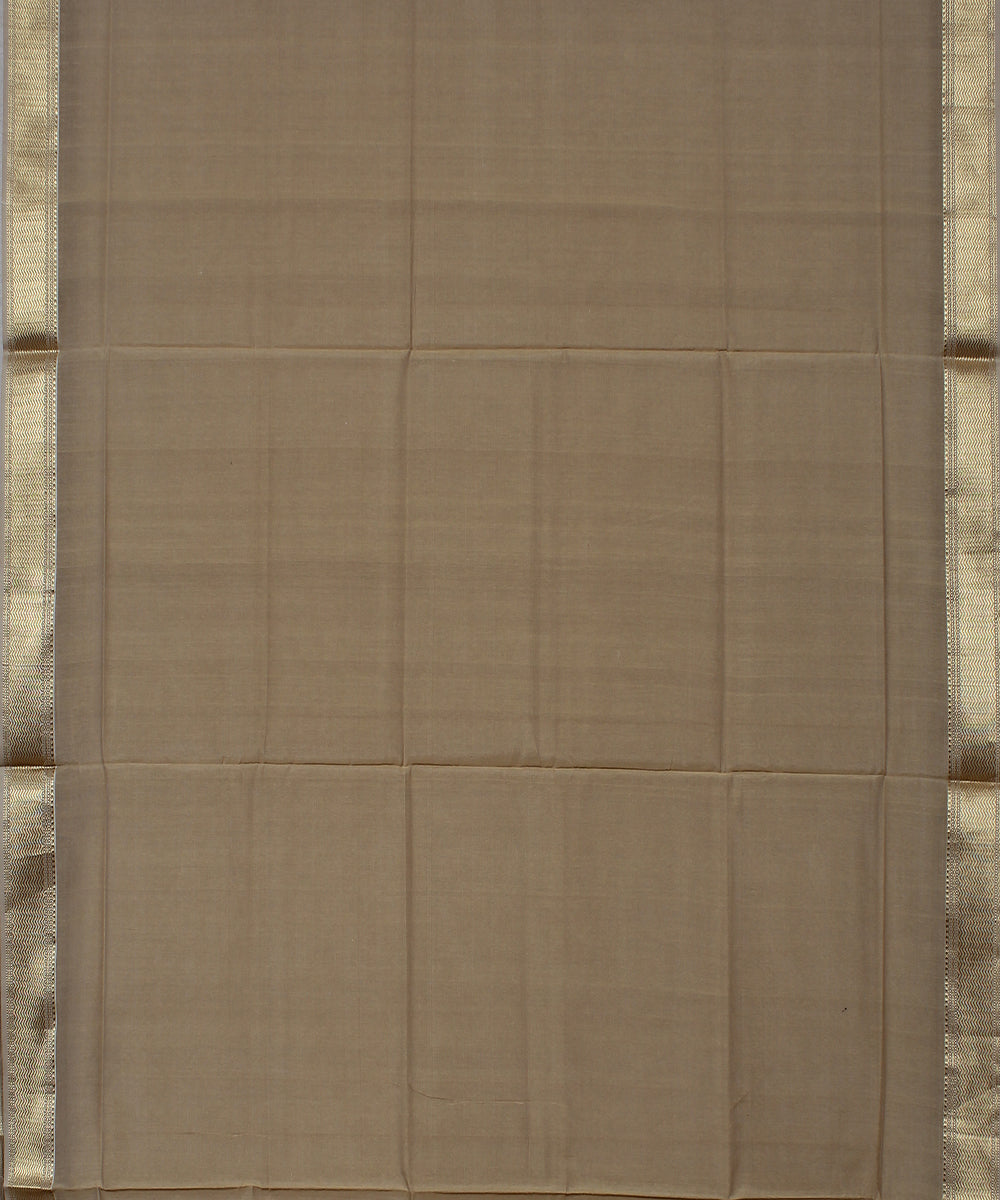 Beige gold zari handwoven cotton silk maheshwari dress material