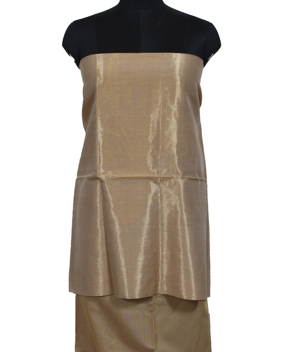 Beige gold zari handwoven cotton silk maheshwari dress material