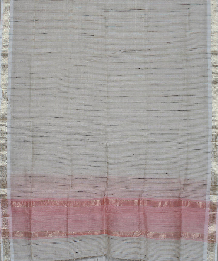 Pink offwhite handwoven cotton silk maheshwari dress material