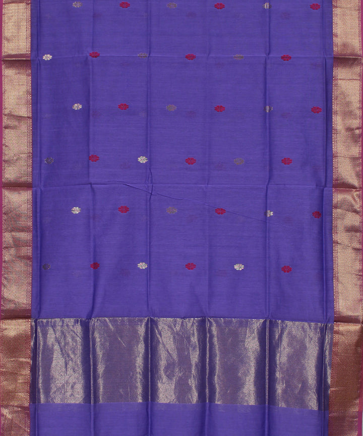 Violet gold zari handwoven cotton silk maheshwari dress material