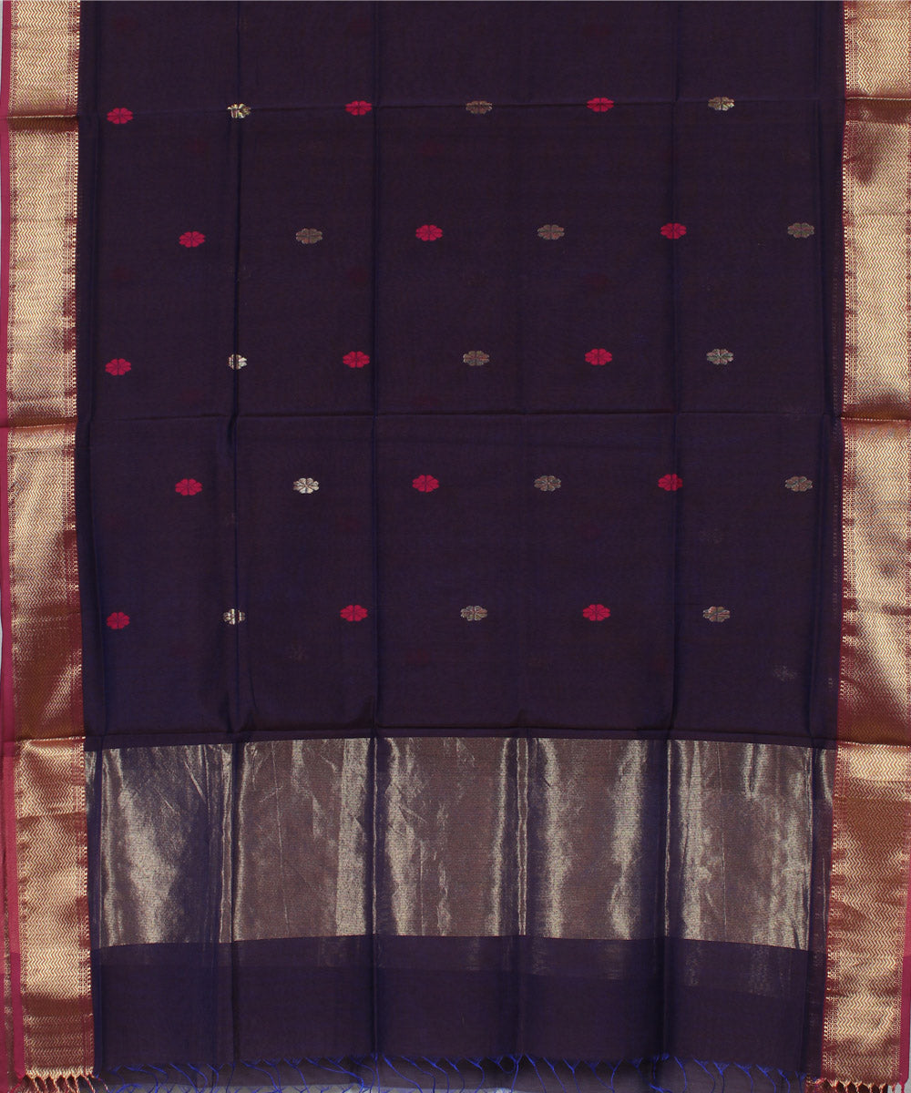 Wine handwoven cotton silk maheshwari dress material