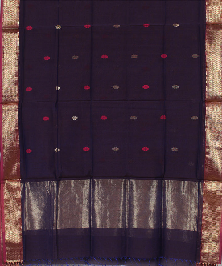 Wine handwoven cotton silk maheshwari dress material