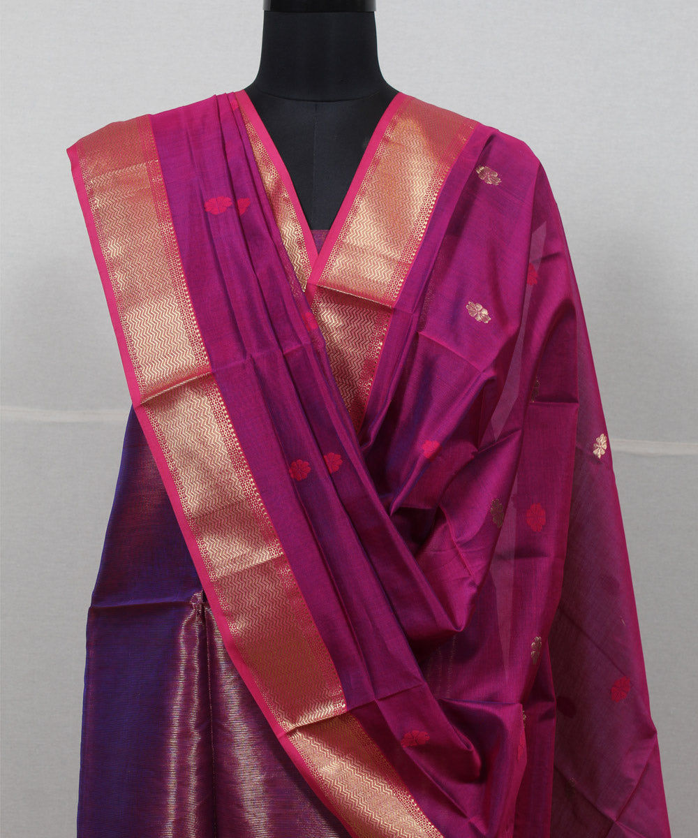 Pink buti handwoven cotton silk maheshwari dress material