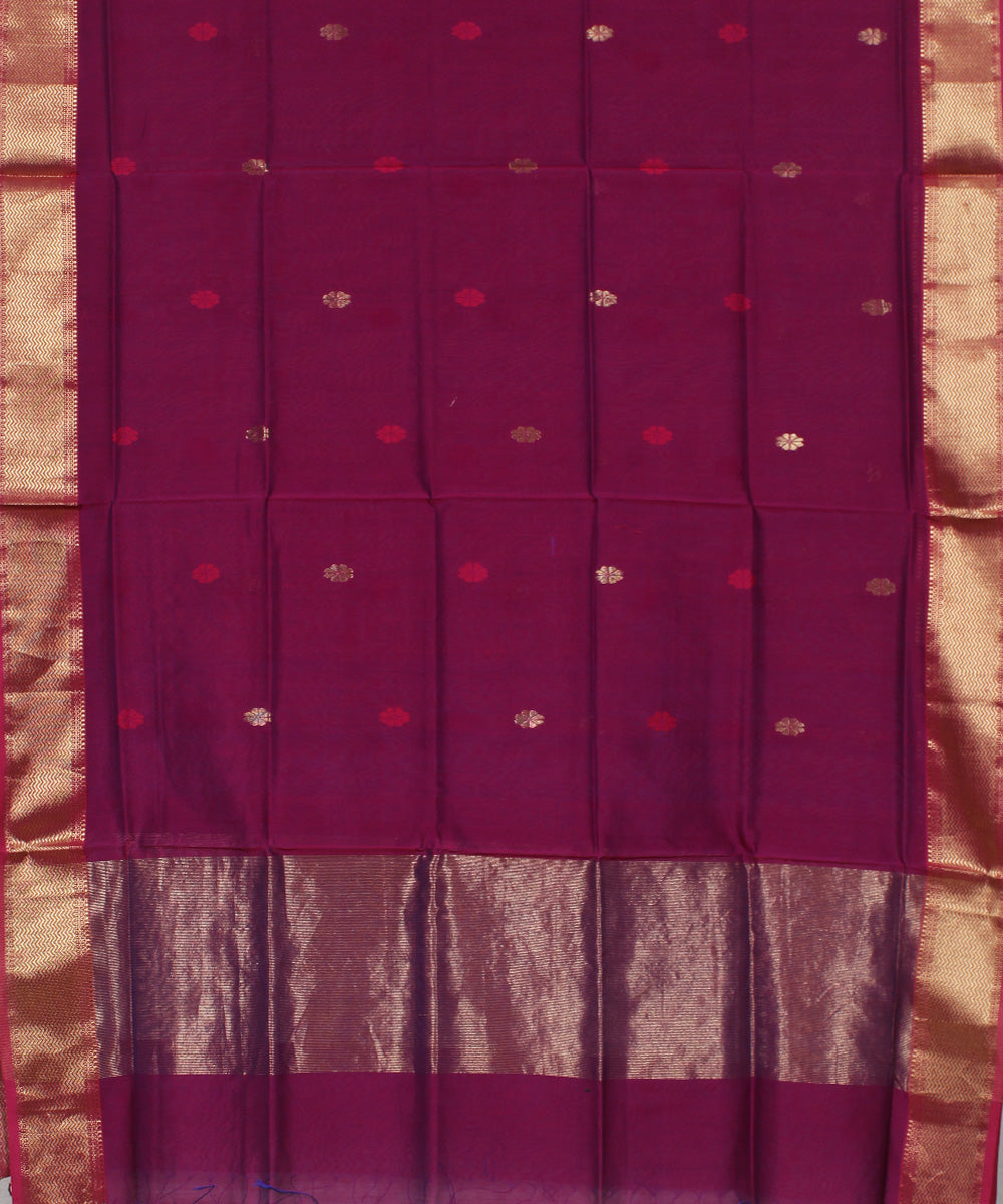 Pink buti handwoven cotton silk maheshwari dress material