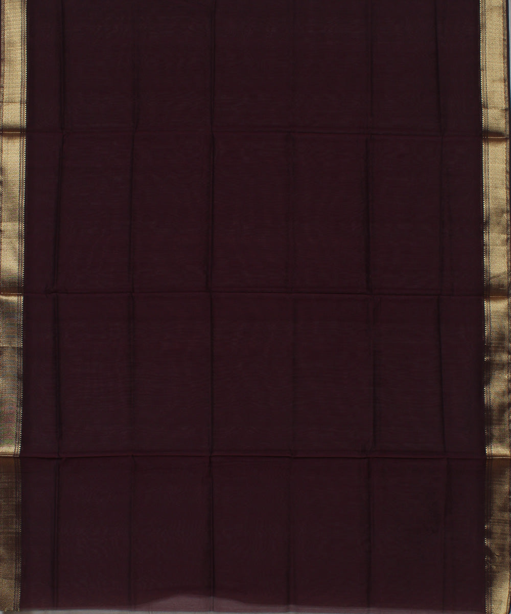 Maroon striped handwoven cotton silk maheshwari dress material