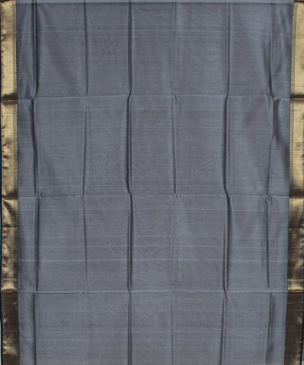 Grey gold zari handwoven cotton silk maheshwari dress material