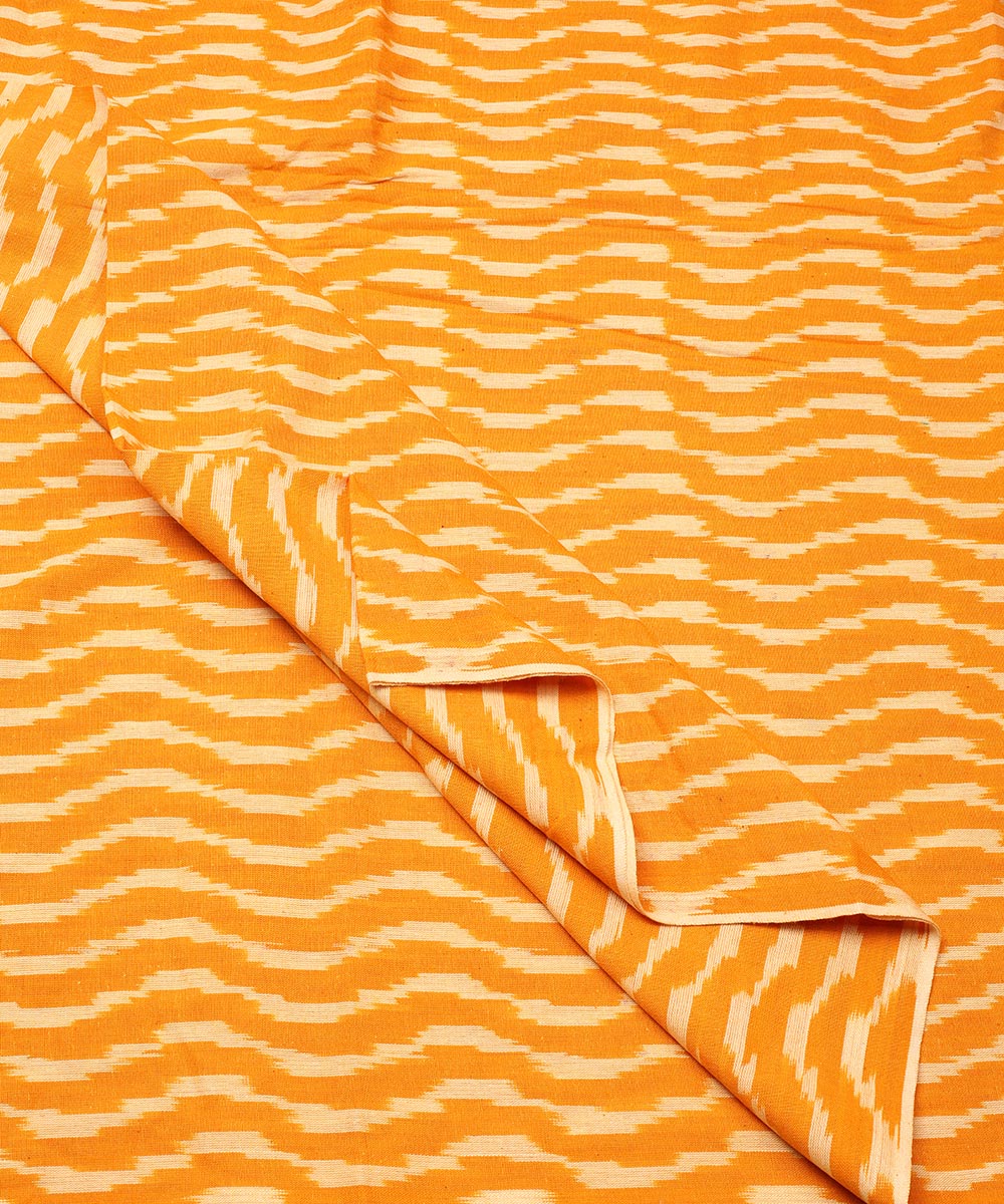 2.5 m Yellow offwhite cotton handloom pochampally ikat fabric