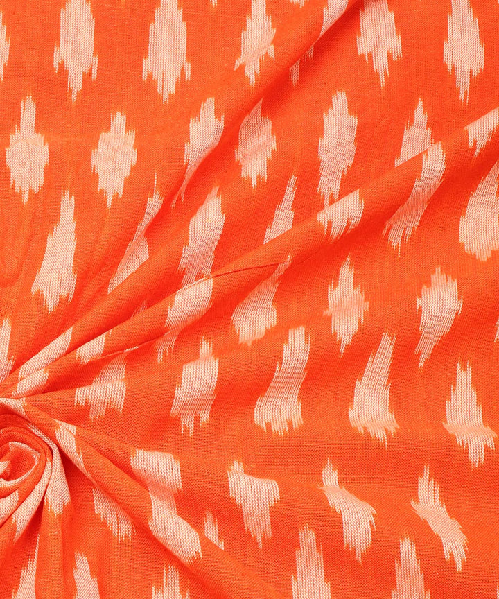 2.5 m Orange grey cotton handloom pochampally ikat fabric