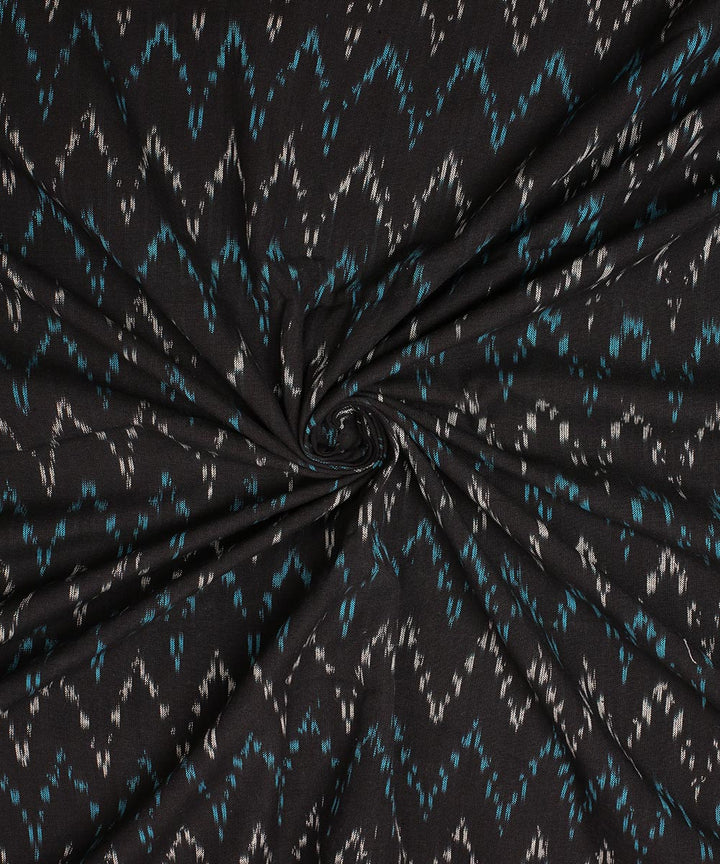 2.5 m Black blue cotton handloom pochampally ikat fabric
