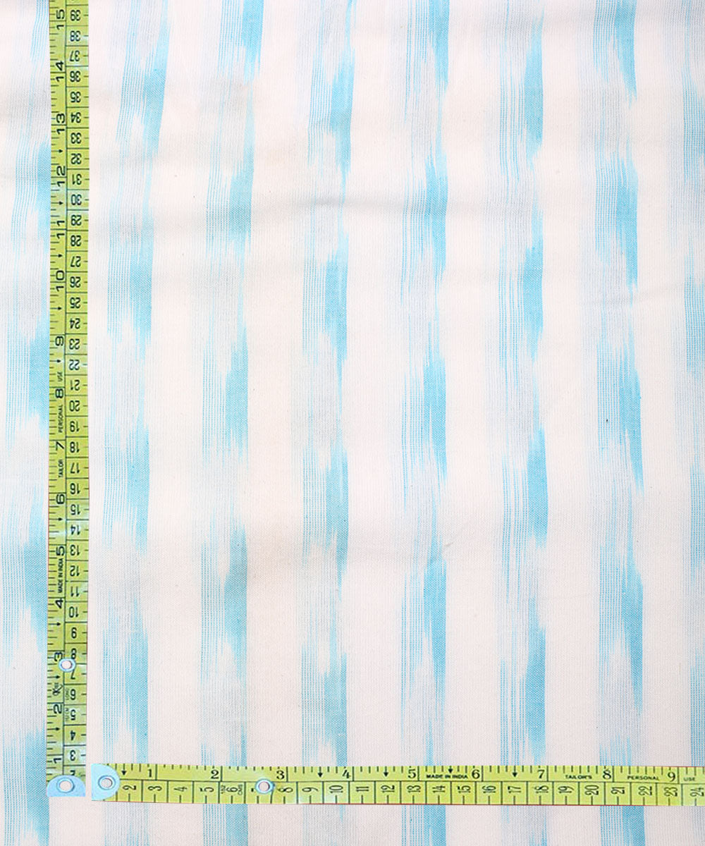 2.5 m Offwhite sky blue cotton handloom pochampally ikat fabric