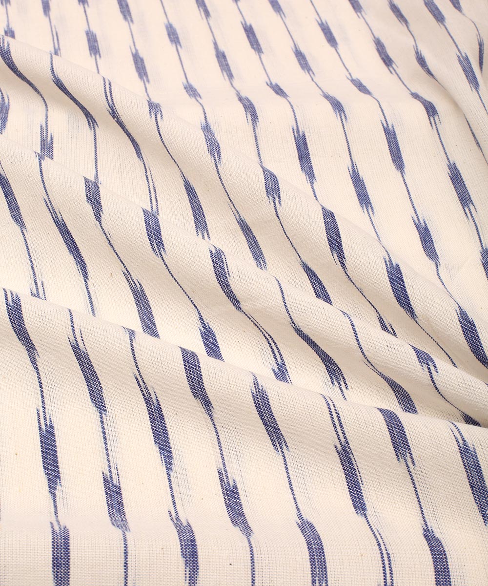 2.5 m Offwhite striped cotton handloom pochampally ikat fabric