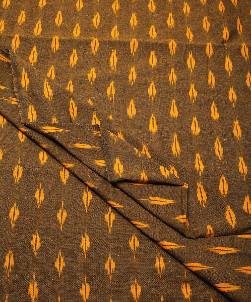 2.5 m Black yellow shared cotton handloom pochampally ikat fabric