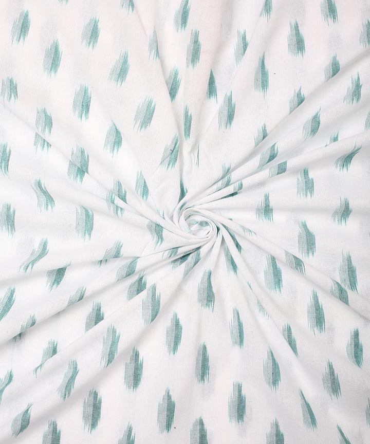 2.5 m Offwhite light green cotton handloom pochampally ikat fabric