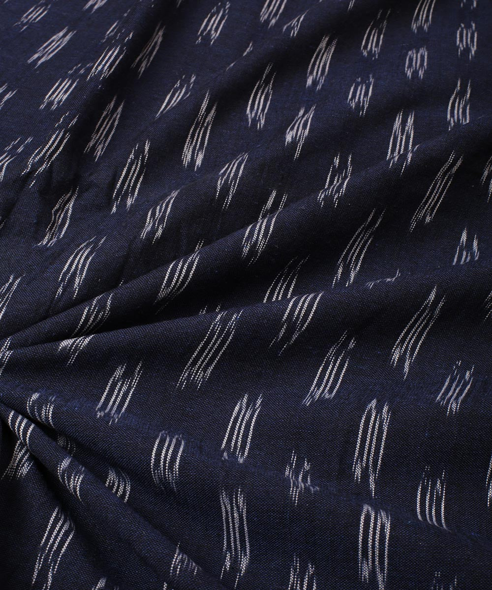 2.5 m Navy blue cotton handloom pochampally ikat fabric