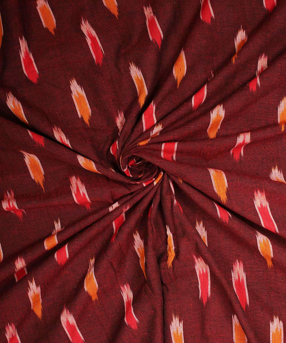 2.5 m Brown cotton handloom pochampally ikat fabric