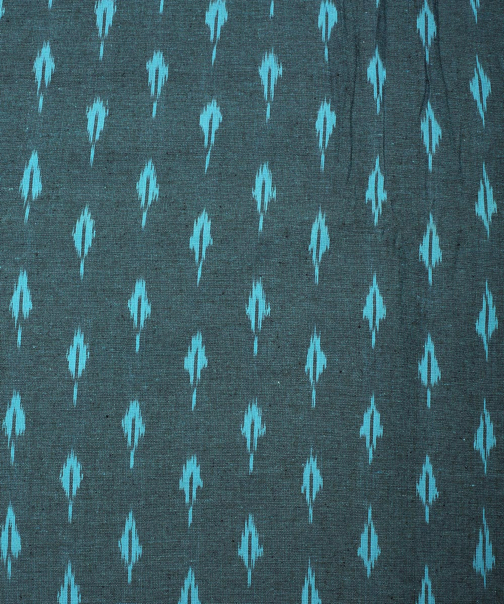 2.5 m Green cyan blue cotton handloom pochampally ikat fabric