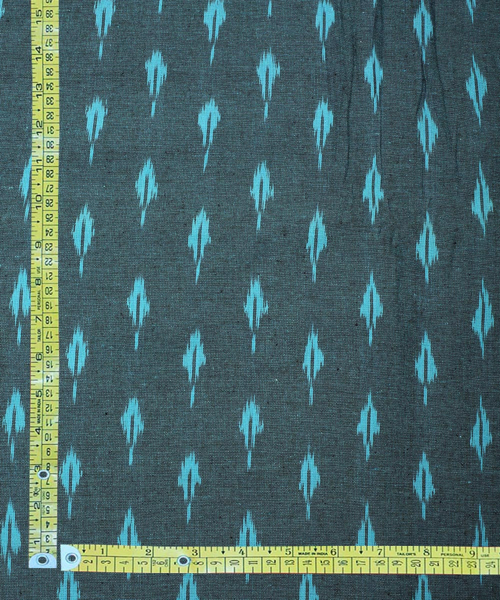 2.5 m Green cyan blue cotton handloom pochampally ikat fabric