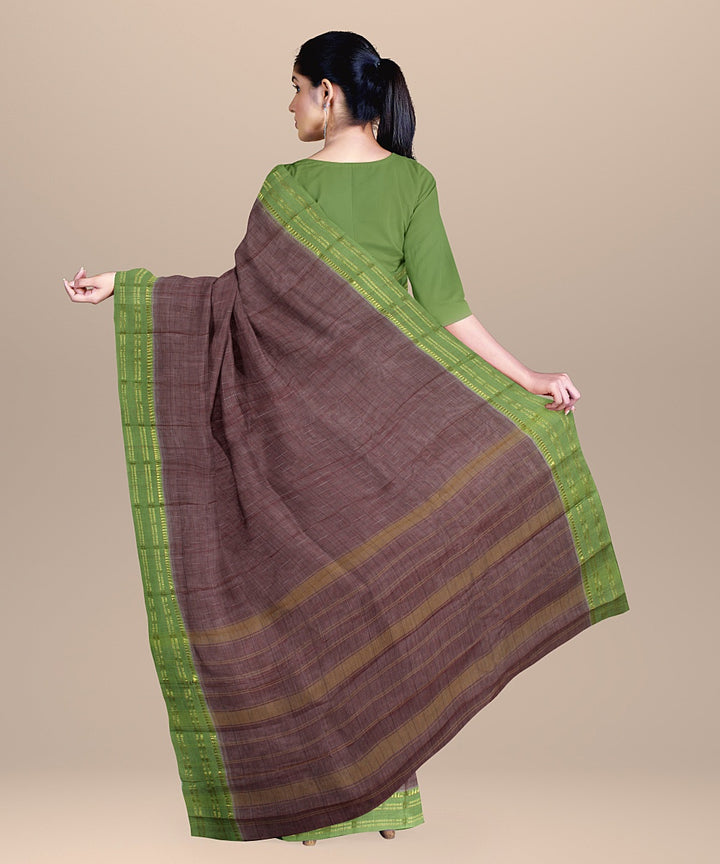 Pink light green handwoven narayanapet cotton saree