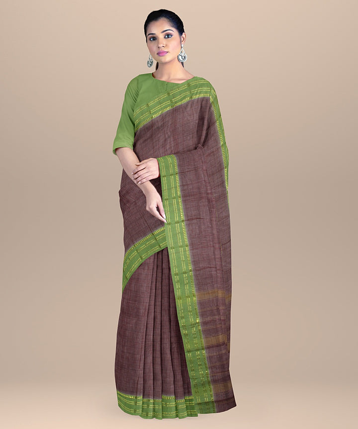 Pink light green handwoven narayanapet cotton saree