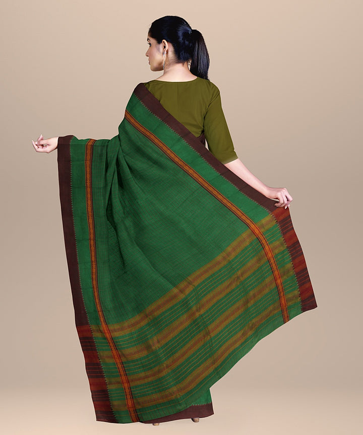 Light green maroon handwoven cotton narayanapet saree