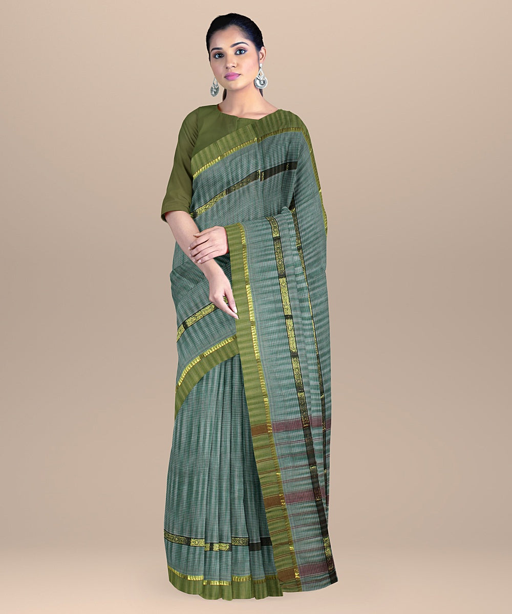 Light green lime handwoven narayanapet cotton saree