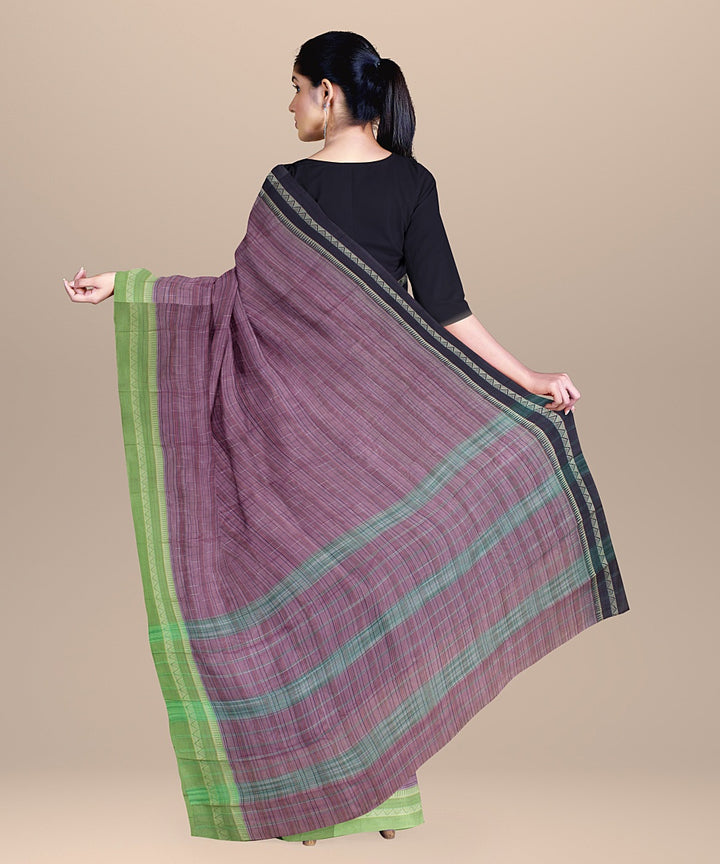 Purple deep purple lime handwoven narayanapet cotton saree